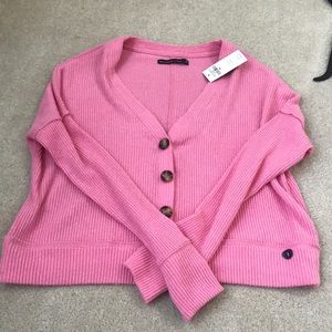 Abercrombie & Fitch Pink Button Down Cardigan